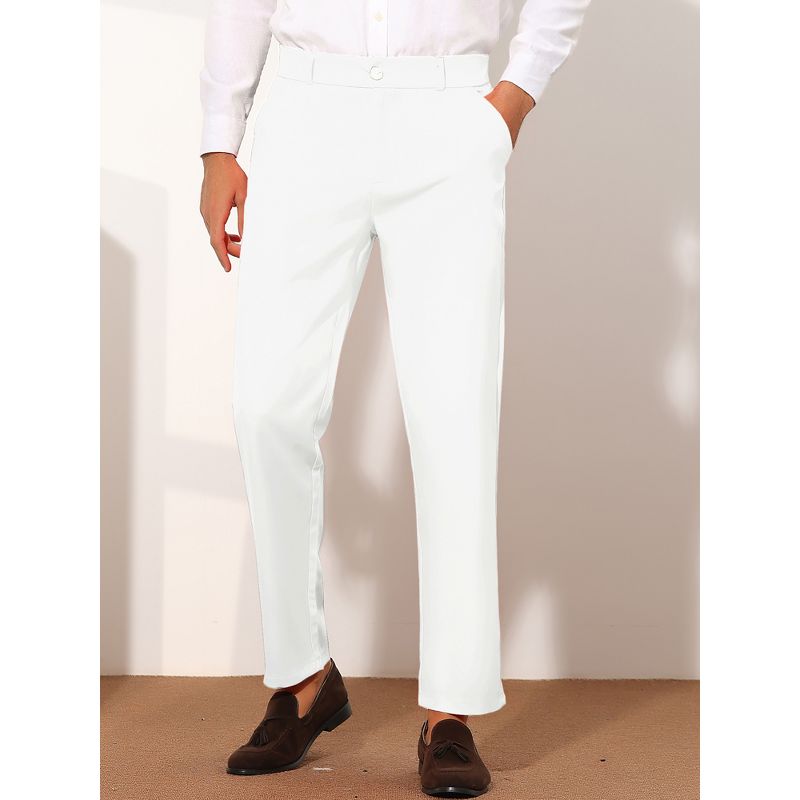 Lars Amadeus Men's Slim Fit Flat Front Solid Color Skinny Business Dress Pants, 2 of 7