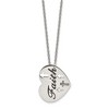 Chisel Stainless Steel and Enameled FAITH Heart with Cross Cut out Pendnat on a 20" Cable Chain Necklace - 3 of 4