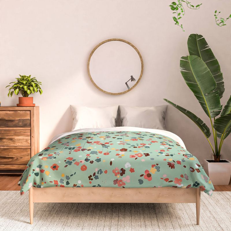 Ditsy Flowers Ninola Design Comforter Set Green/Red - Deny Designs, 4 of 5