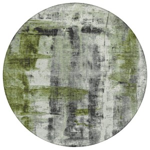 Olive Green And Ivory Abstract Washable Indoor Outdoor Area Rug - 1 of 4