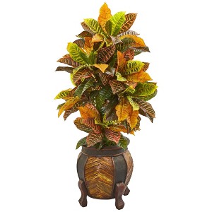 Nearly Natural 44-in Croton Artificial Plant in Decorative Planter(Real Touch) - 1 of 1