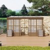 Mondawe Lean to Sunroom 10x14FT, Wall Mounted Solarium with Sloping Polycarbonate Roof, Detachable Screens and 2 Lockable Sliding Doors - 3 of 4