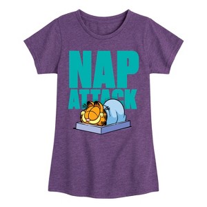 Girls' - Garfield - Nap Attack Fitted Short Sleeve Graphic T-Shirt - 1 of 4