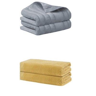 REGALWOVEN Bathroom Gym SPA Cotton Soft Absorbent Bath Hands Towel Set 2 Pcs