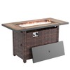 Sonkuki 45 in 50,000 BTU Outdoor Wicker Patio Gas Fire Pit Table w/Tempered Glass Tabletop, Clear Glass Rocks, and Lid - 2 of 4