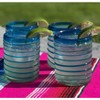 Dos Sueños Mexican Hand Blown Tumblers - Aqua Spiral - 10oz - Set of 4 - 3 of 4