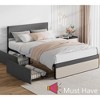 Jojoka Upholstered Bed Frame with 2 Storage Drawers, Linen Headboard & Footboard, Steel Slat Support, No Box Spring Needed - 3 of 4