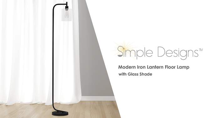 Modern Iron Lantern Floor Lamp with Glass Shade - Simple Designs, 2 of 11, play video