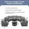 9-Pieces Modern Backyard Wicker Half Moon Sectional Sofa Set,Round Outdoor Patio Sofa with Cushions,Modular Patio Conversation Set-Coolbibila - 4 of 4