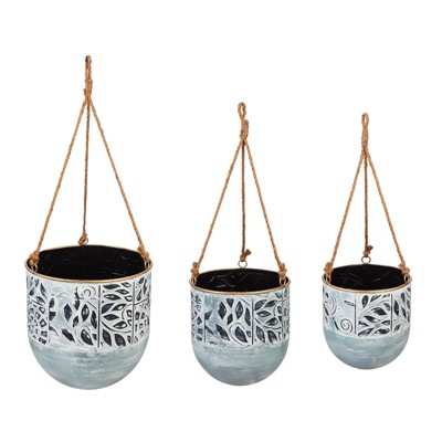 Cape Craftsmen Painted Metal Hanging Planters Set Of 3
