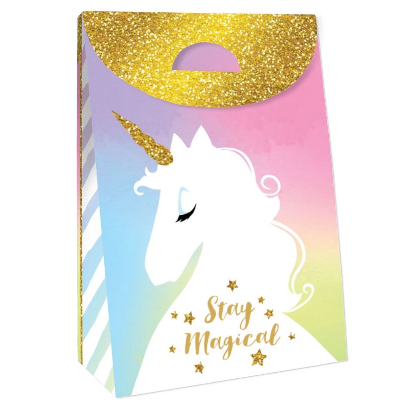 Big Dot of Happiness Rainbow Unicorn - Magical Unicorn Baby Shower or Birthday Gift Favor Bags - Party Goodie Boxes - Set of 12, 3 of 9