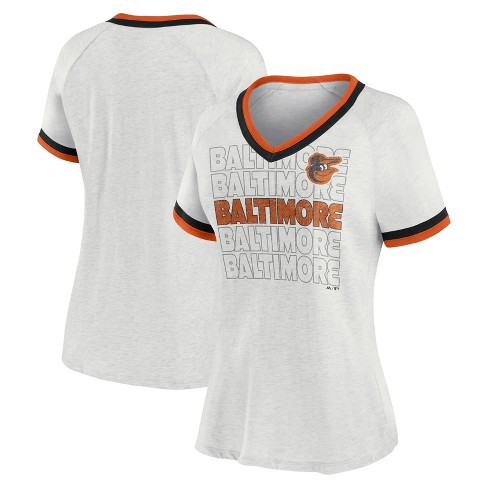 Mlb Baltimore Orioles Women's Short Sleeve V-neck Fashion T-shirt