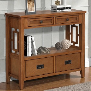 Mshliw 36 Inch Farmhouse Pine Wood Console Table with 4 Drawers and Storage Shelf Entryway Sofa Table for Living Room Bedroom Hallway Kitchen - 1 of 4