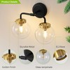 POWLIG 14.17-in 2-Light Black&Gold Bathroom Light Fixtures Over Mirror Vanity Lighting with Clear Glass Globe Shades - 3 of 4