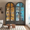 Fredees 73" Tall Arched Display Cabinet, 4-Tier Curio Cabinet with 3-Color LED Lights and Human Sensor, Adjustable Shelf for Toys & Books - 4 of 4