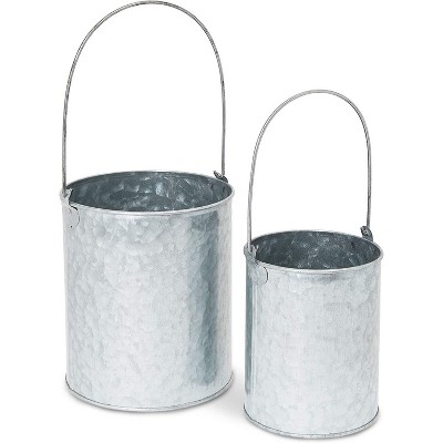 Galvanized Metal Bucket for Home Decoration (2 Sizes, 2 Pack)