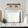 GreenEver 23'' Farmhouse Vanity Light, 3-Light Bathroom Sconce with Clear Glass Shades, Black Wood Grain Finish, Modern Industrial Design - 2 of 4