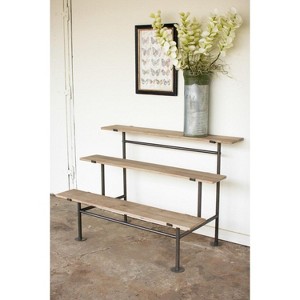 Tiered Display Unit – Three Levels – Gray Wood/Metal by Kalalou - 1 of 3