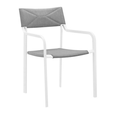 Modway Raleigh Stackable Outdoor Patio Aluminum Dining Armchair – Weather-Resistant Metal Chair for Balcony, Garden, or Deck