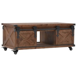 vidaXL Coffee Table Brown Solid fir wood, MDF, steel 35.8 x 20.1 x 15.0 in - 1 of 4