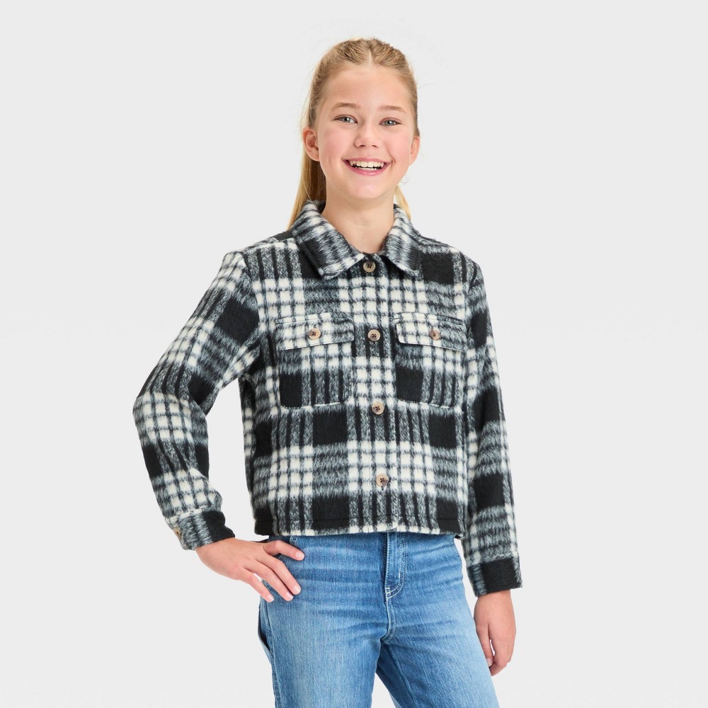 Girl Cropped Plaid Shacket