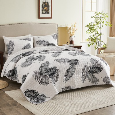 Inhand Microfiber Print Quilt Bedding Set, Flower print Soft Lightweight Coverlet For All Season