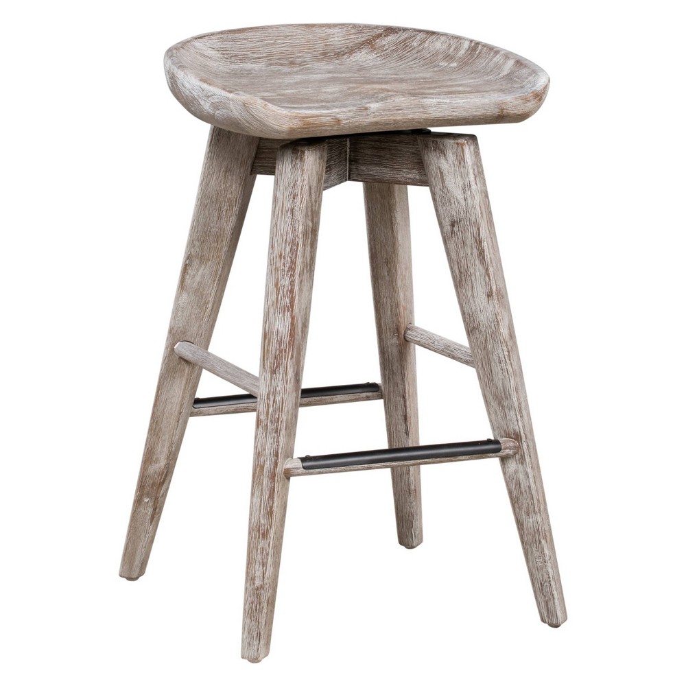 Photos - Chair 24" Bali Swivel Counter Height Barstool Barnwood - Boraam