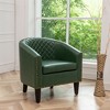 KINWELL PU Leather Tufted Barrel Chair Club Armchair with Nailheads - 3 of 4