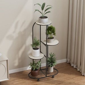 Plant Shelving Flower Pot Holder Wrought Iron Corner Multiple Planter Rack Organizer With Wheels Plant Shelves For Room Corner Balcony Garden Patio - 1 of 4