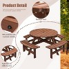 Kelly 6-Person Wooden Circular Patio Picnic Table Set with 3 Built-in Benches, Outdoor Furniture - The Pop Home - 4 of 4