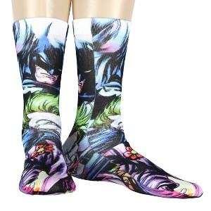 DC Comics Batman and Joker Socks Adult Allover Sublimated Character Design Mid-Calf Crew Socks 1 Pair Multicolored - 1 of 4