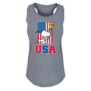 Women's - Peanuts - USA Torch Graphic Racerback Tank - 1 of 4