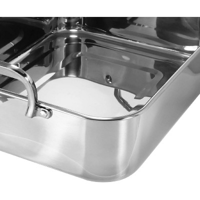 Polished Stainless Steel Rectangular Roasting Pan with Non-stick Rack