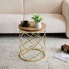 Modern Gold Wire Frame Side Table with Wooden Top - Elegant Decorative Accent Furniture - 4 of 4