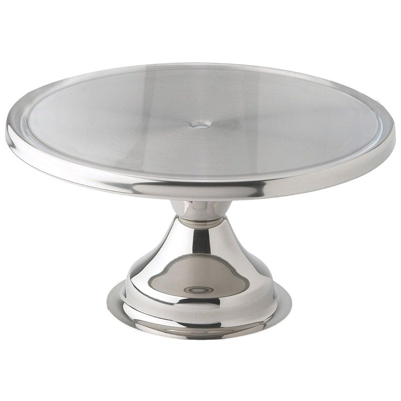 Winco CKS-13 Stainless Steel Round Cake Stand, Display Platter, Pastry Cake Tray, 13" Dia x 6" H, 1 of 2