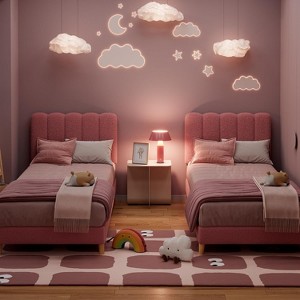 Twin/Twin XL Upholstered Bed Frame with Headboard - Velvet Platform Bed for Girls, Wood Slat Support - 1 of 4