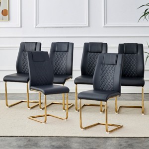 Set of 6 Faux Leather Dining Chairs with High Back and Metal Legs,Modern Upholstered Chairs for Dining Room-The Pop Home - 1 of 4