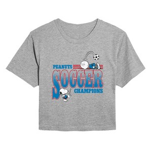 Women's - Peanuts - Soccer Champ Peanuts Cropped Graphic T-Shirt - 1 of 4
