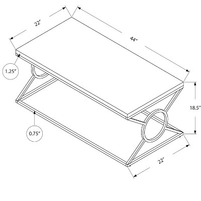 Glossy White Rectangular Wood and Chrome Metal Coffee Table