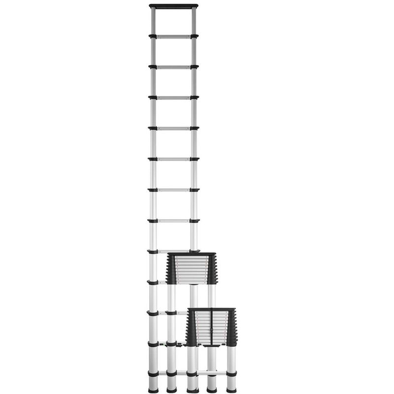 COSCO SmartClose 16-ft Max Reach Telescoping Ladder (Aluminum) with ergonomic grips and top cap, 1 of 5