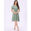 Allegra K Women's Floral Ruffle Neck Smocked Waist Short Sleeve Sundress - 3 of 4