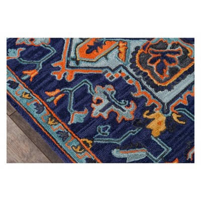 Navy Wool Tufted Medallion Accent Rug 2' x 3'