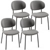 Boucle Dining Chairs Set of 4,Modern Curved Back Upholstered Accent Chairs with Black Metal Legs for Dining Room-Baofuwish - 2 of 4