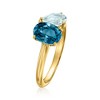 Ross-Simons 1.80 Carat London Blue Topaz and .60 Carat Aquamarine Toi Et Moi Ring in 18kt Gold Over Sterling - 3 of 4
