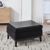 Square Storage Ottoman Coffee Table with Reversible Lid and Rubber Wood Legs, Upholstered Footstool for Bedroom, Living Room, or Entryway-Tanpinhause - 3 of 4