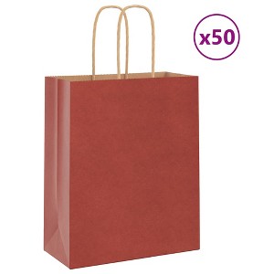 vidaXL Paper Bags 50 pcs with Handles Red 7.1x3.1x8.7" - 1 of 4