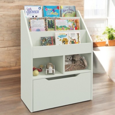 Alilang 23.50 Inch Multi-Functional Kids Bookshelf with Storage Cubbies and Drawer - Green