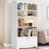 63" 5-Tier Bookcase with 6 Open Shelves & Hidden Storage Door - Adjustable Feet, Modern Floor Standing Shelf for Home Office - 2 of 4