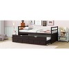 VASIP Grey Twin Bed with Headboard & Footboard – Pine Wood Frame, Trundle & 3 Storage Drawers – Space-Saving Design - 4 of 4