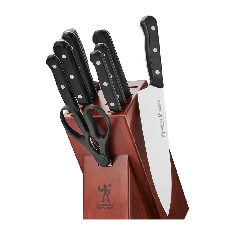 Henckels Solution 10-pc Knife Set with Block, Chef Knife, Paring Knife, Utility Knife, Bread Knife, Black, Stainless Steel, 1 of 2